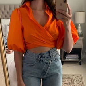 Petersyn Cellini Blouse in orange. Size S